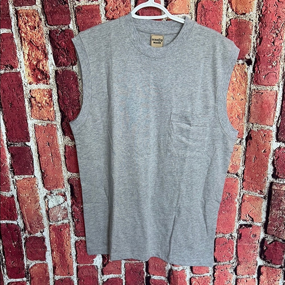 Scandia Woods Grey Sleeveless Cotton mens Top Size Medium